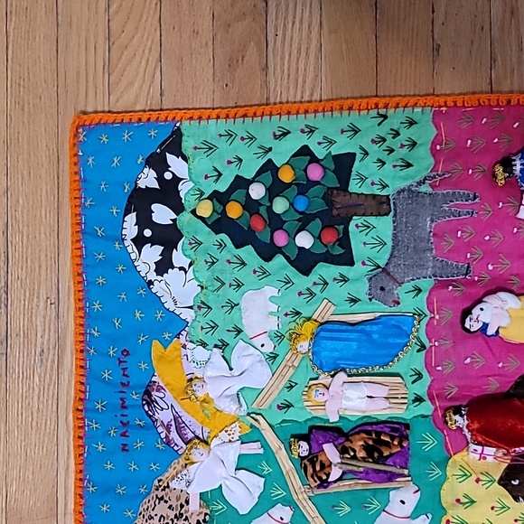 PERUVIAN NACIMIENTO Peru 3D FOLK ART TAPESTRY TEXTILE WALL HANGING ARPILLERA - Picture 3 of 8